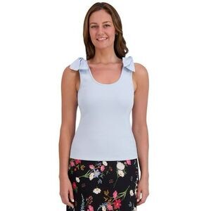 NWT French Connection Ribbed Bow Tank Top Blue Scoop Neck- Size XS
